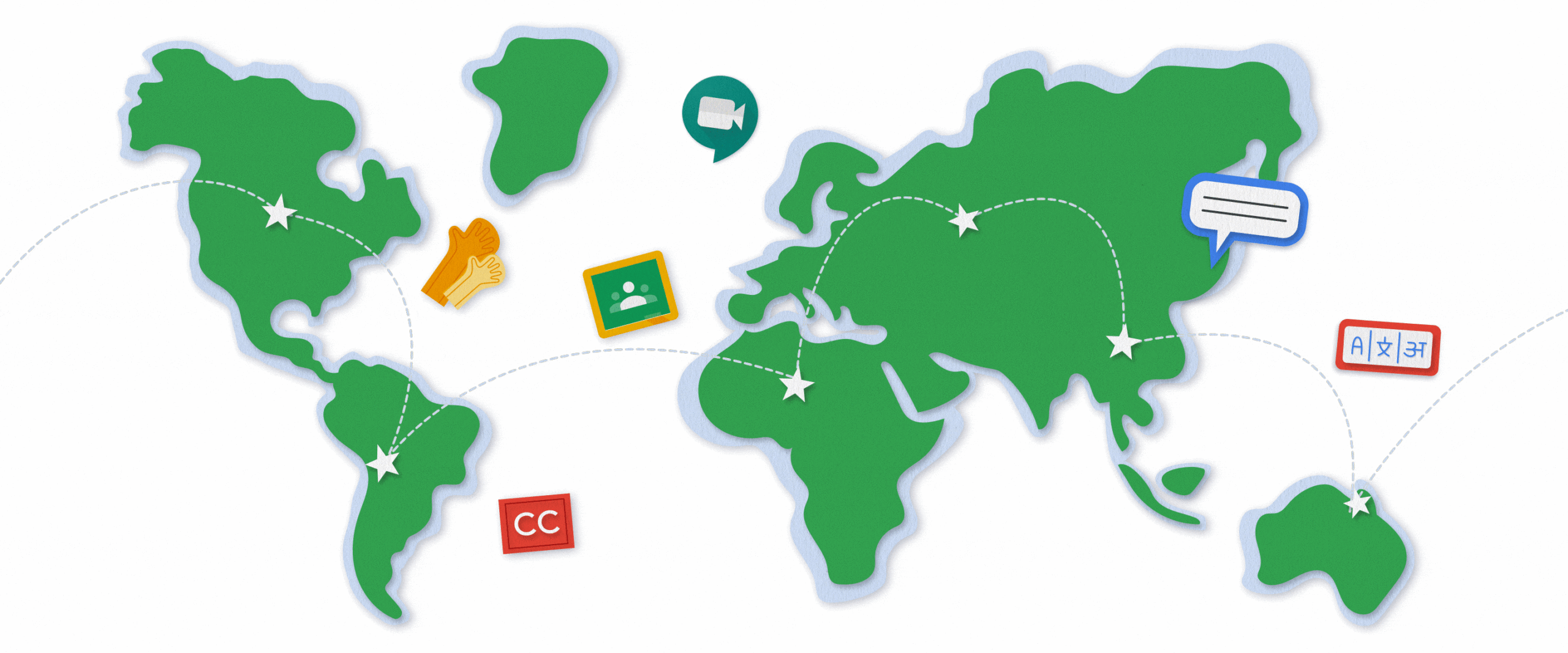 Google Workspace Features Icon Around the Globe